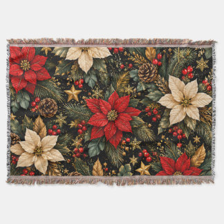 Lyxig Julblomma i Blomster Mönster Filt