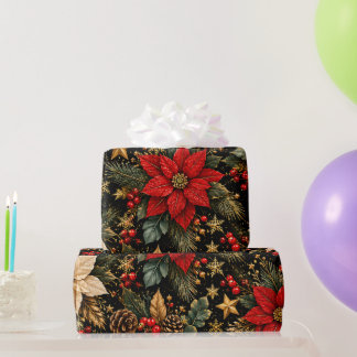 Lyxig Julblomma i Blomster Mönster Presentpapper