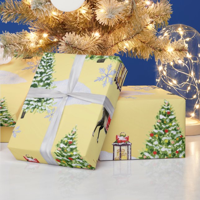 Lyxig julgran med gyllene renar - fantasifullt tem presentpapper (Helgdagar)