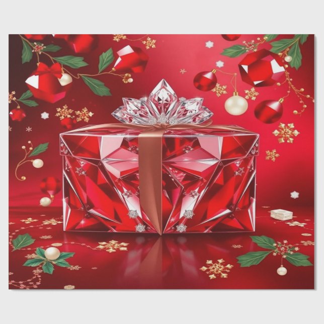 Lyxig julklappsinslagningspapper i rubinröd färg presentpapper (Platt)