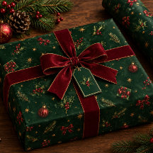 Lyxig julklappspapper i marinblått och guld