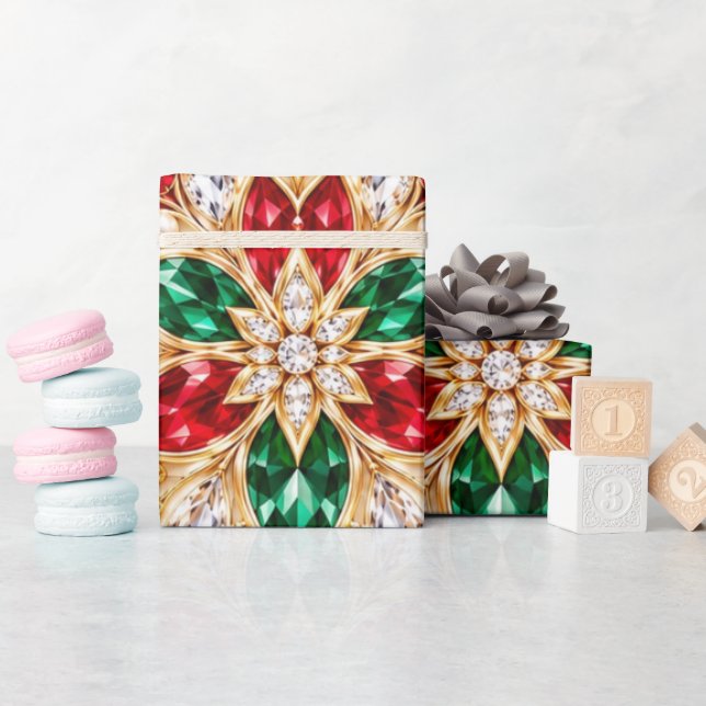Lyxig julklappspapper med rubin och smaragd presentpapper (Baby Shower)