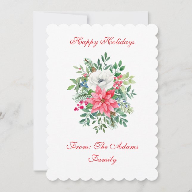 Lyxig julkort med utskuren blommig design och pers (Framsida)