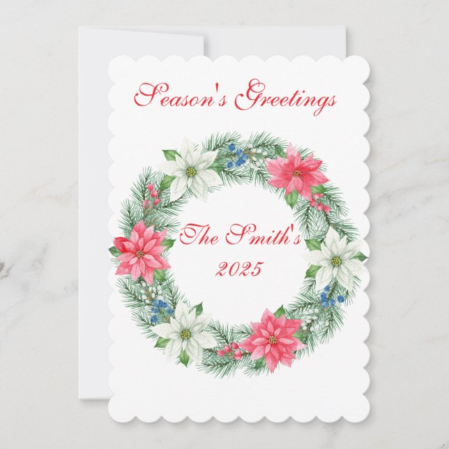 Lyxig julkort med utskuren Poinsettia (Framsida)