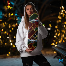 Lyxig julplaid med gyllene accenter burgunder mini skateboard bräda 18,5 cm