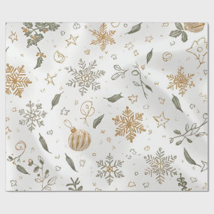 Lyxig julpresent Vit & Guld Juldesign Presentpapper