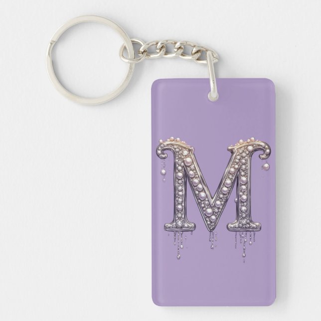 Lyxig Juvelbesatt Bokstav M Monogram Med Pärlor (Framsidan)
