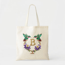Lyxig Juvelbesatt Kolibri Monogram B Bröllopstaska Tygkasse