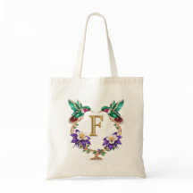 Lyxig Juvelbesatt Kolibri Monogram F Bröllopstaska