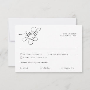 Lyxig Kalligrafi Elegant Bröllopsvar RSVP-kort OSA Kort