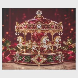 Lyxig Karusell Röd Julpresentpapper Presentpapper