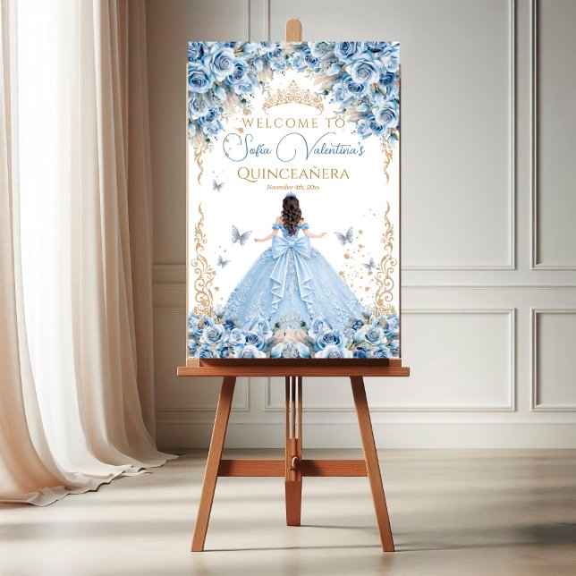 Lyxig klänning Babyblå Guld Sagostil Bow Välkommen Poster (Skapare uppladdad)