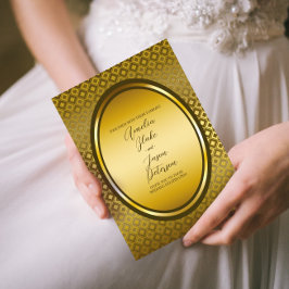 Lyxig Kunglig Oval Guld Ram Bröllop Inbjudningar