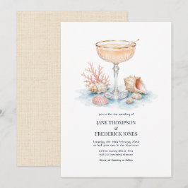 Lyxig kustchic champagne cocktail bröllop inbjudningar