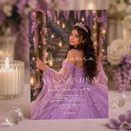 Lyxig Lavendel Ängestekt Quinceañera-inbjudan Inbjudningar