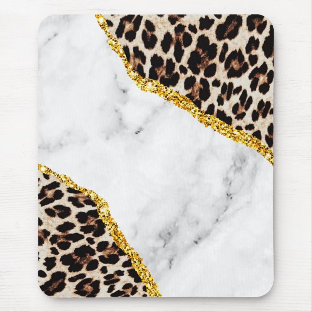 Lyxig Leopardinredning Marmor Stenglitter Musmatta (Framsidan)