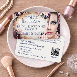 Lyxig Lila Elfenbensfärgad Blommig Bröllopsmakeup  Visitkort