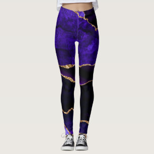 Lyxig lila och guld glitter agat leggings