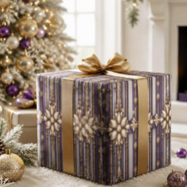 Lyxig lila och guldrandig jul presentpapper