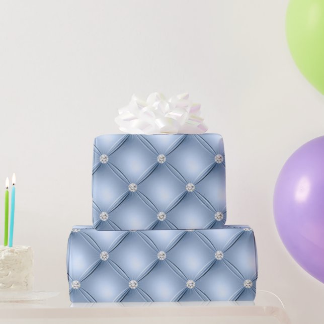 Lyxig Ljusblå Diamant Tuftad Mönster Presentpapper (Festgåvor)