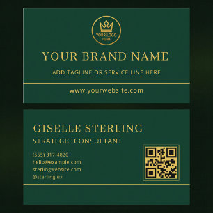 Lyxig Logo Grön Guld QR-kod Visitkort
