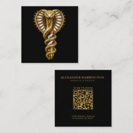 Lyxig Logotyp för Golden Cobra Barberare Hårstylis Fyrkantigt Visitkort