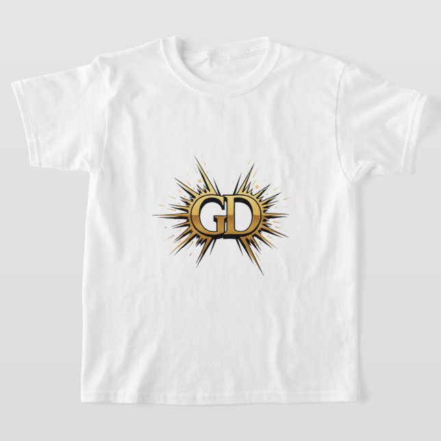 Lyxig Logotypdesign för Monogramm Emblem i Guld T Shirt (Laydown)