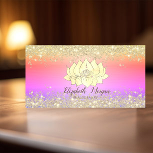 Lyxig Lotusblomma Guld Glitter Damm Ombre Visitkort