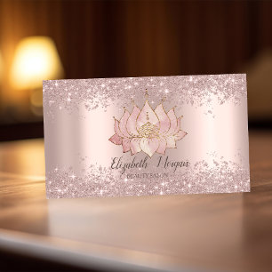 Lyxig Lotusblomma Roséguld Glitterdamm Visitkort