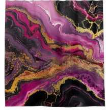 Lyxig Magenta Svart Agat Guld Glitter Marmor