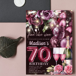 Lyxig Magenta Vin Vuxen 70-årsdag Inbjudningar