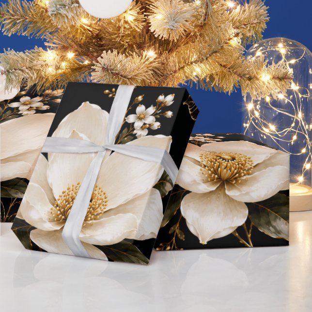 Lyxig Magnolia Blommig Sömlös Mönsterkonst Presentpapper (Helgdagar)