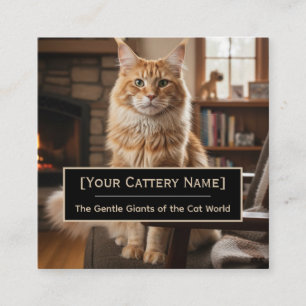 Lyxig Maine Coon Katteri Foto Affärskort Fyrkantigt Visitkort
