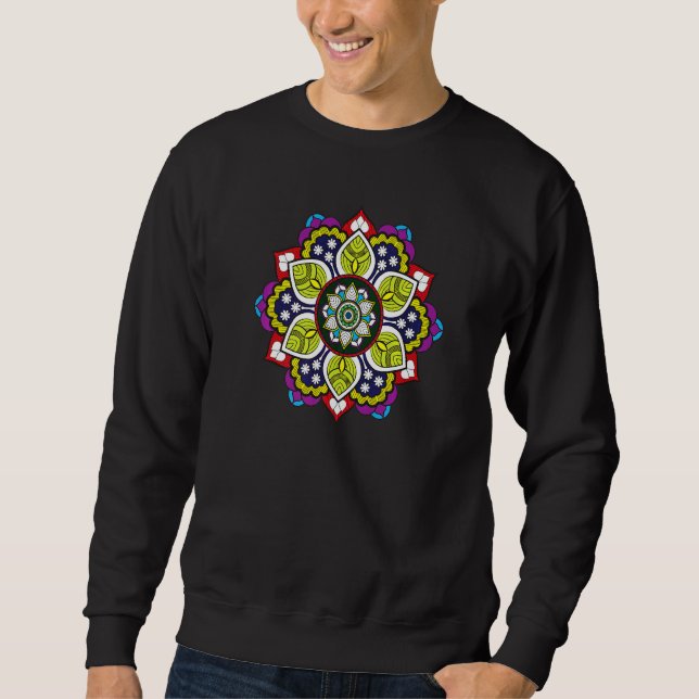 Lyxig Mandala Med Gyllene Arabesk 2 Lång Ärmad Tröja (Framsida)