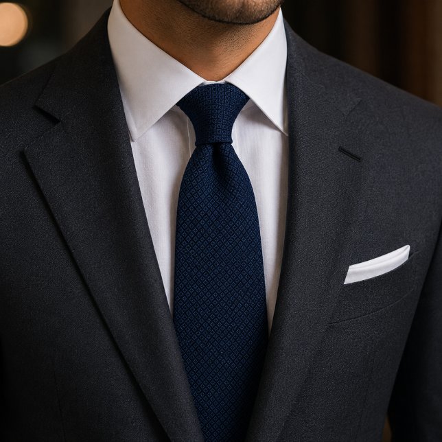 Lyxig marinblå diamantjacquard slips (Skapare uppladdad)