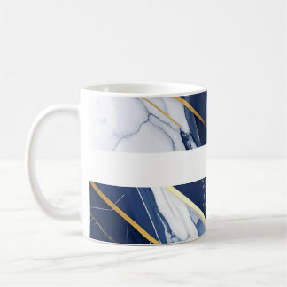 Lyxig Marinblå och Guld Marmor Geometriskt Mönster Kaffemugg