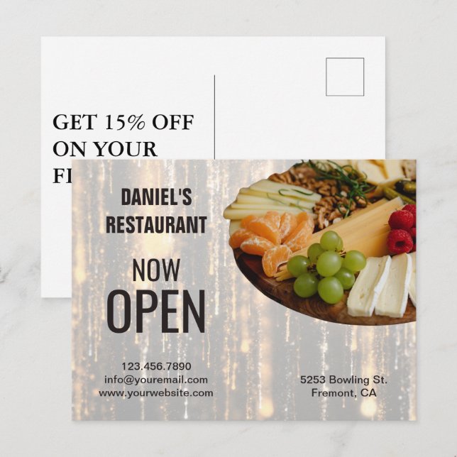 Lyxig marknadsföringspostkort för catering  vykort (Fram/baksida)