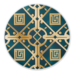 Lyxig marmor Art Deco grekisk nyckel havsgrön guld Knopp