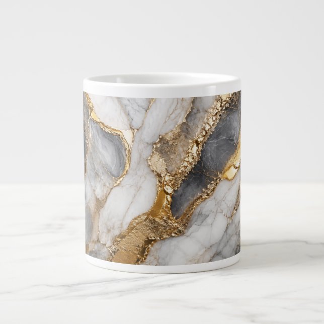 Lyxig marmor & guld geod modern konst mugg jumbo mugg (Framsidan)
