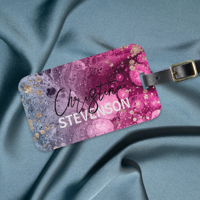 Lyxig Marmorfärg Abstrakt Guld Glitter Glamour Bagagebricka (Skapare uppladdad)