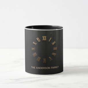 Lyxig mattsvart och guld romersk siffra kaffemugg