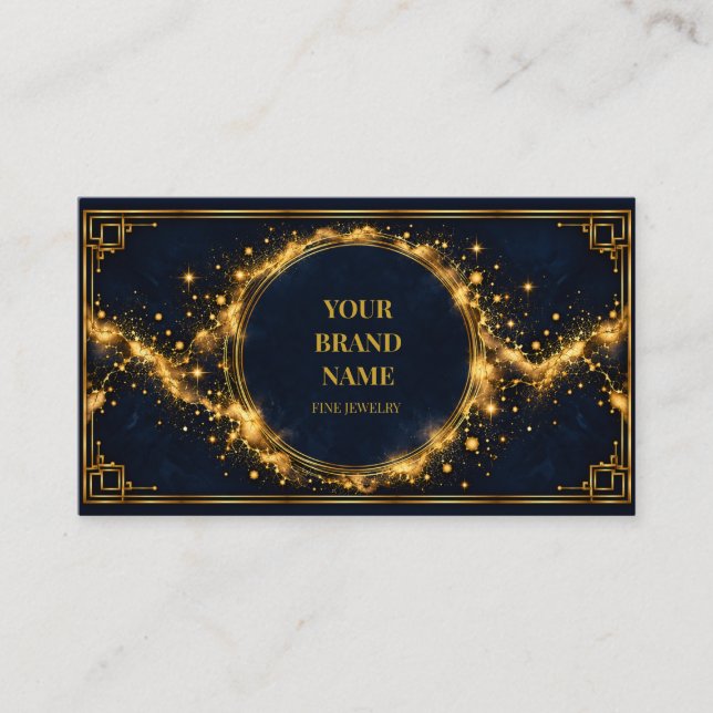 Lyxig Midnight Navy Guld Mini Armbands Wrap Card Visitkort (Framsida)