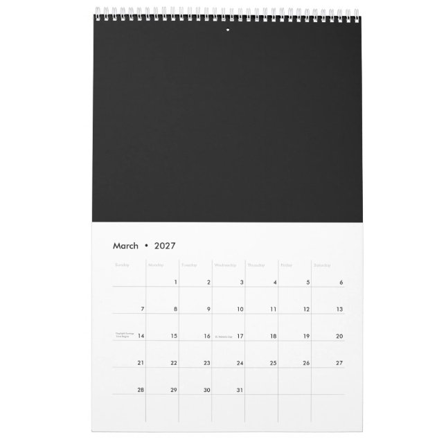 Lyxig minimalist svart julkollektion kalender (Mar 2027)