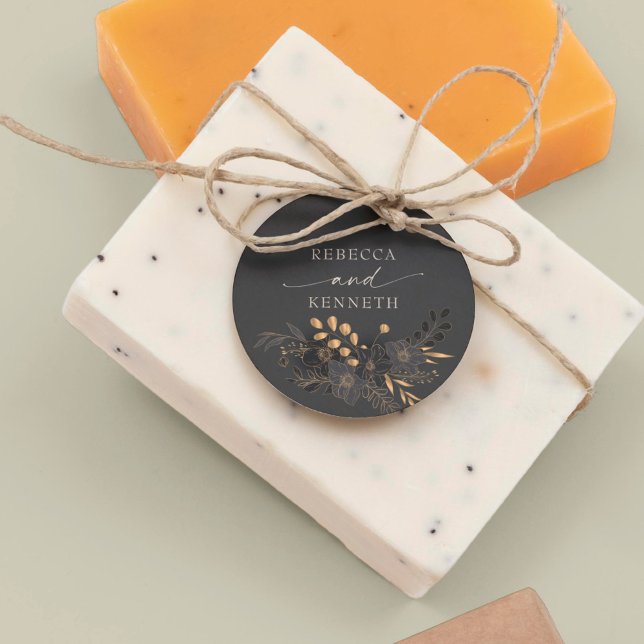 Lyxig Minimalistisk Bröllopsguld Blommig Gåvor Etiketter (Skapare uppladdad)