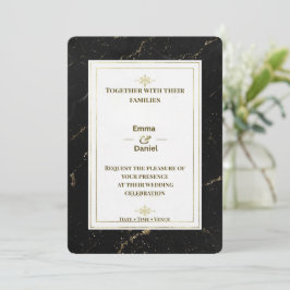 Lyxig Minimalistisk Bröllopsinbjudan Elegant Guld Inbjudningar