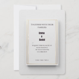 Lyxig minimalistisk bröllopsinbjudan Elegant Guld Inbjudningar