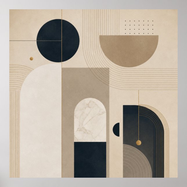 Lyxig minimalistisk geometrisk abstrakt design i N Poster (Framsidan)