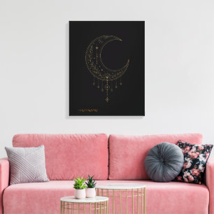 Lyxig Minimalistisk Månduk Konst i Guld Canvastryck