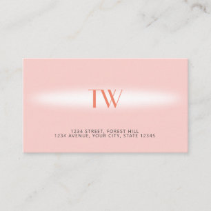 Lyxig Modern Elegant Ljusrosa Monogram Visitkort