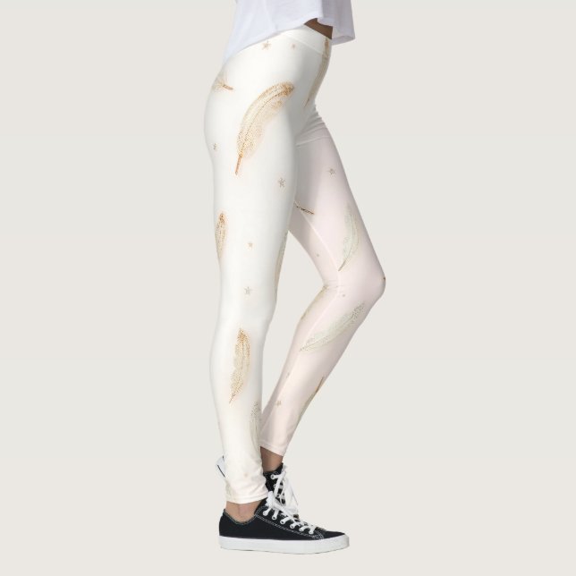 Lyxig Modern Fjädrar Boho Kollektion Leggings (Höger)